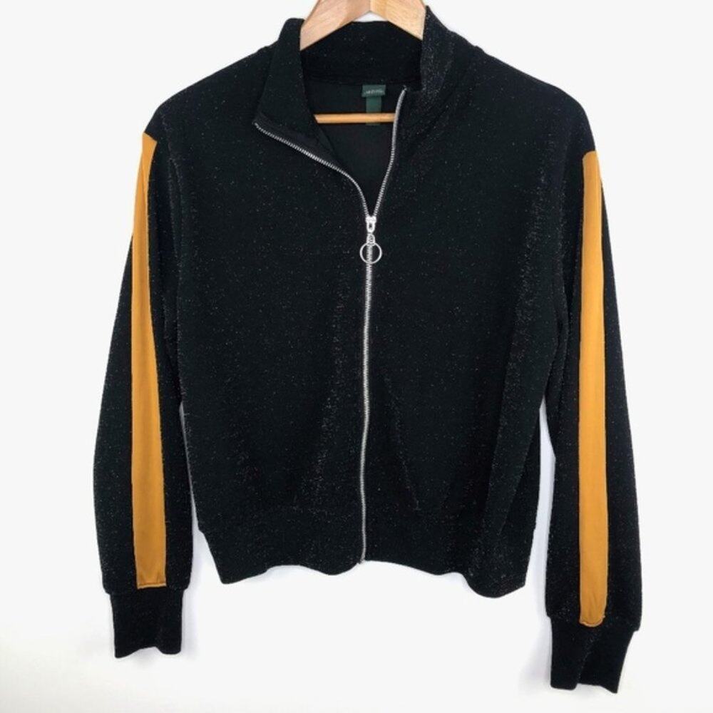 Wild Fable Black Sparkle 90s Style Track Jacket